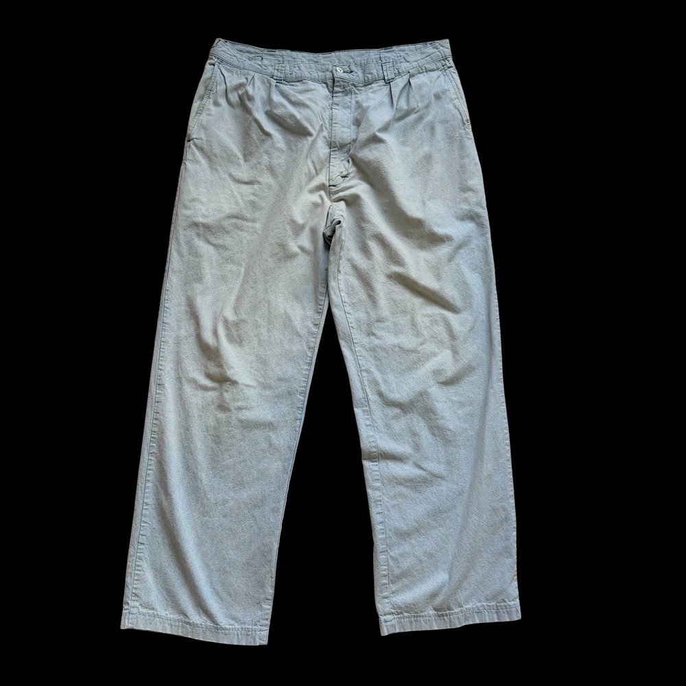70's Fieldmaster Regular Fit Pleated Trousers Light Blue Chambray Pants 38x32